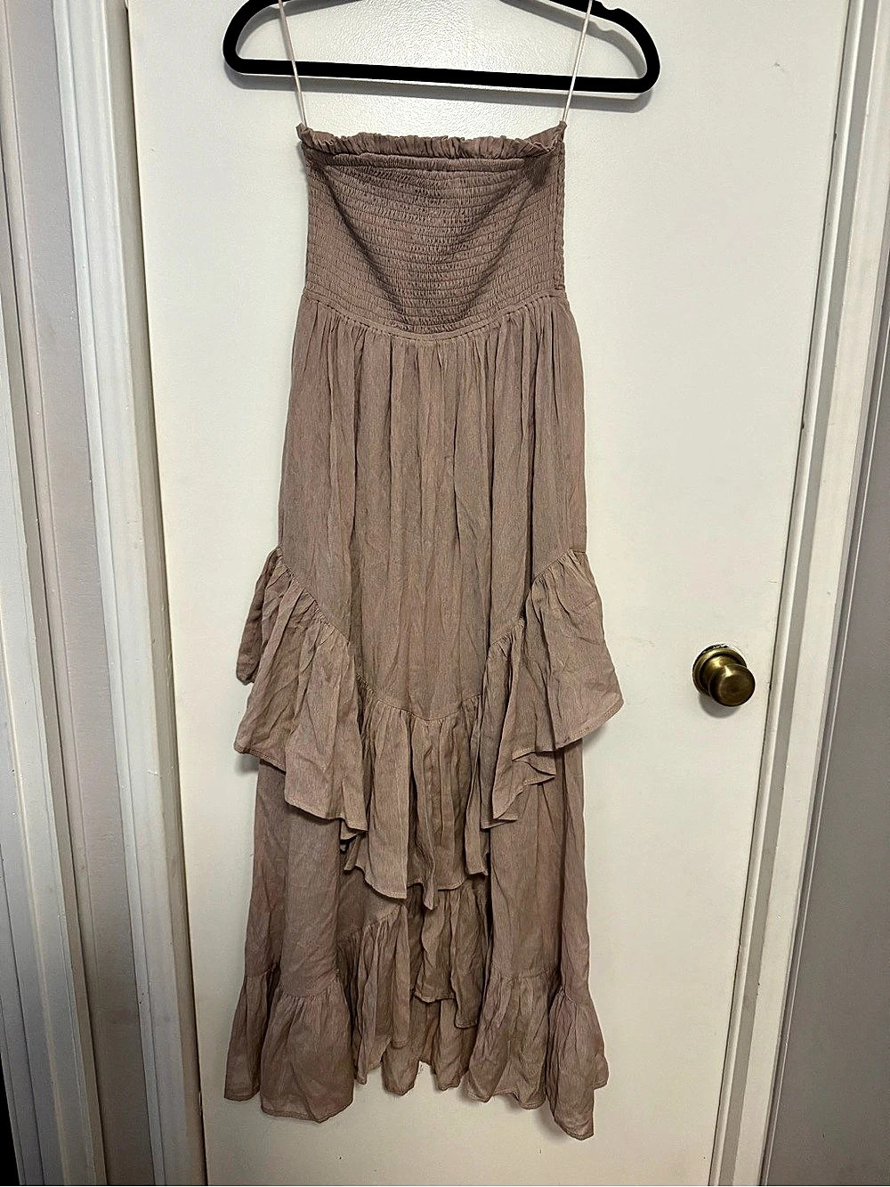 Bluivy Roxy Tiered Dress Maxi Dress in Brown Size Small